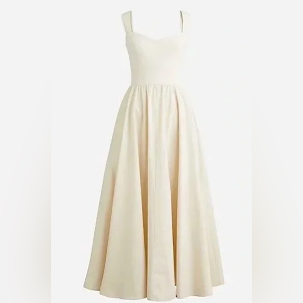 J. CREW NWT Sweetheart Tank Dress with Poplin Skirt in Natural Size Medium